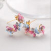 Sweet Butterfly Flower Hoop Earrings