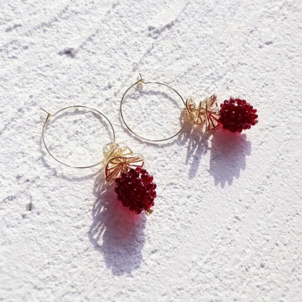 Vintage Glazed Raspberry Hoop Earrings