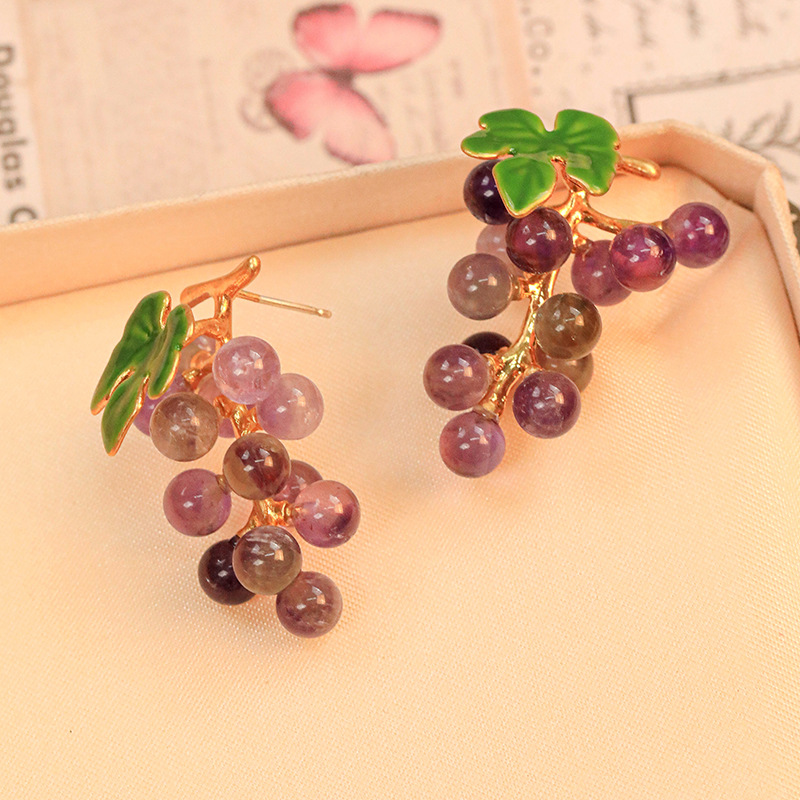 Vintage Grape Enamel Earrings