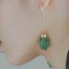 Vintage Green Magnolia Bud Long Earrings