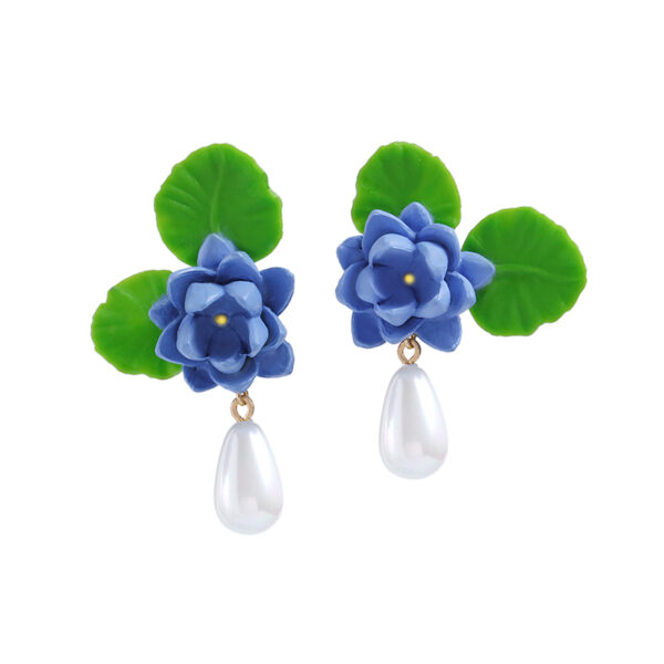 Water Lily Drop Shape Earrings