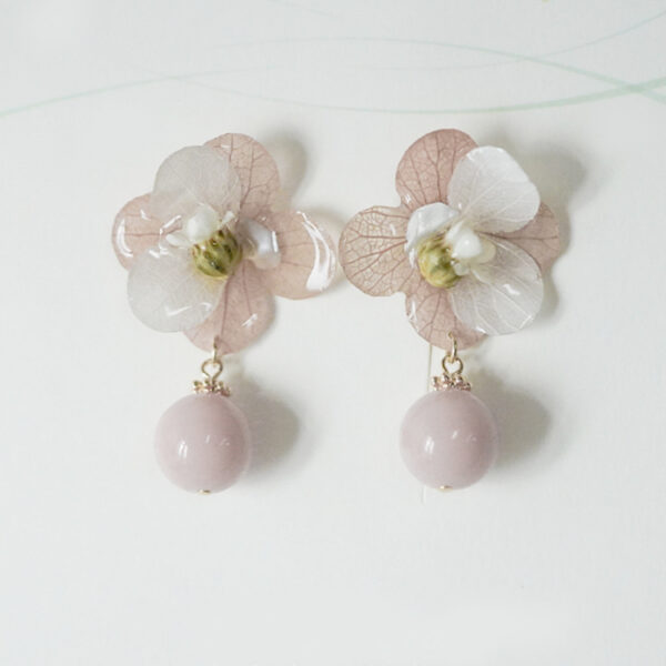 White Rose Pink Drop Earrings