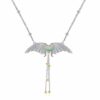 S925 Silver Opal Tassel Devil Wing Necklace