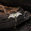 S925 Silver Opal Tassel Devil Wing Necklace