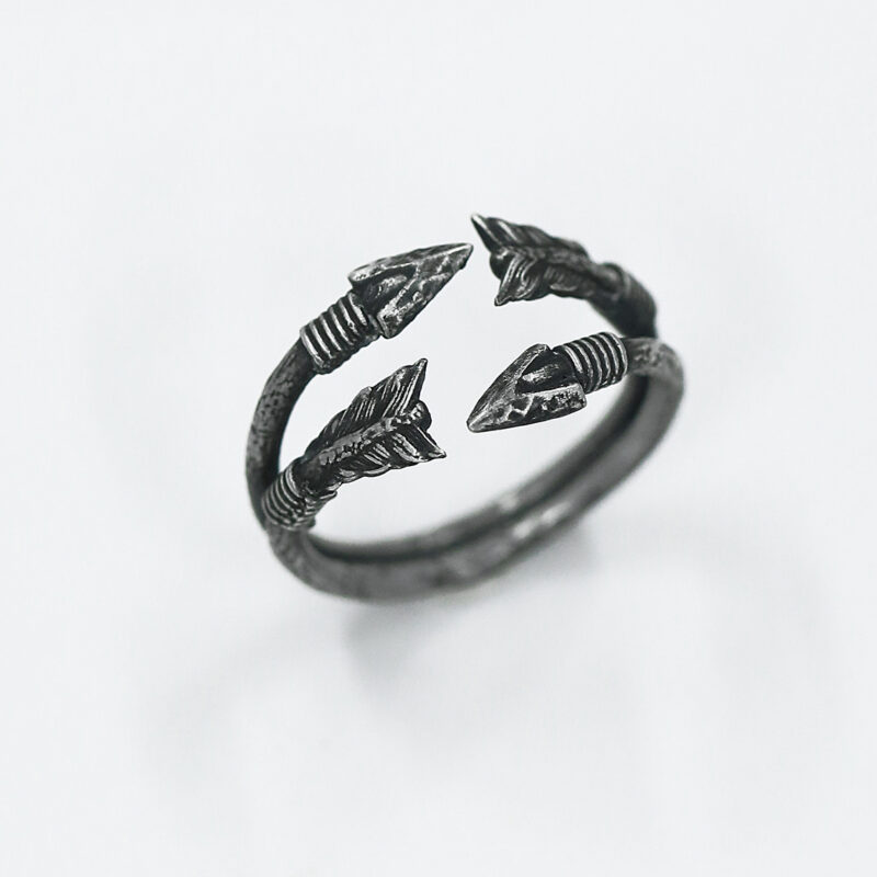 999 Silver Handmade Cupid's Arrow Open Ring