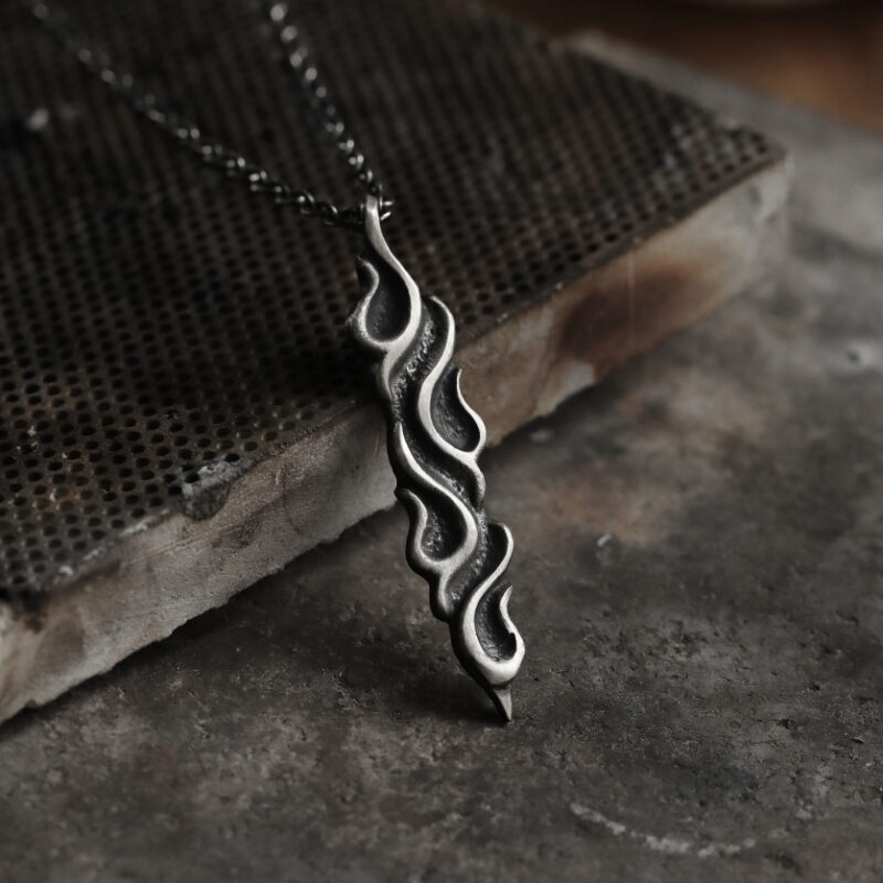 999 Silver Handmade Flame Necklace
