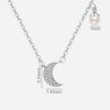 999 Silver Moon Inlaid Zircon Pearl Necklace