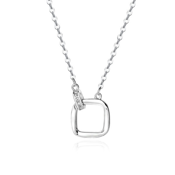 999 Silver Square Inlaid Zircon Necklace