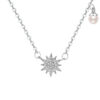 999 Silver Twelve Pointed Star Inlaid Zircon Pearl Necklace