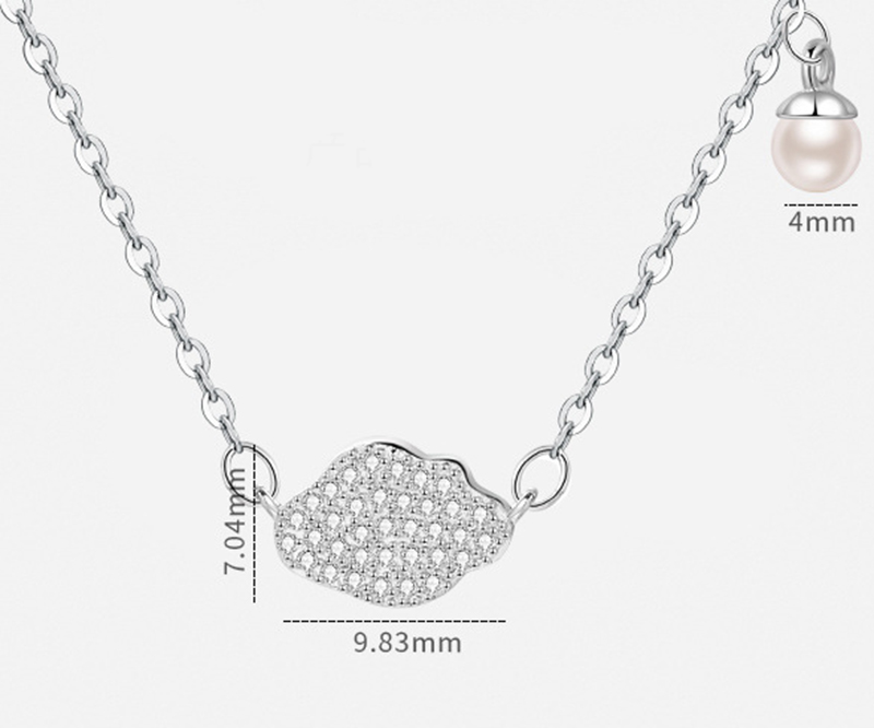 999 Silver Cloud Inlaid Zircon Pearl Necklace