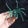Handmade Beaded Green Spider Brooch