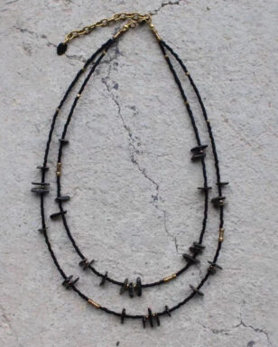 Handmade Black Shell Double Layer Necklace
