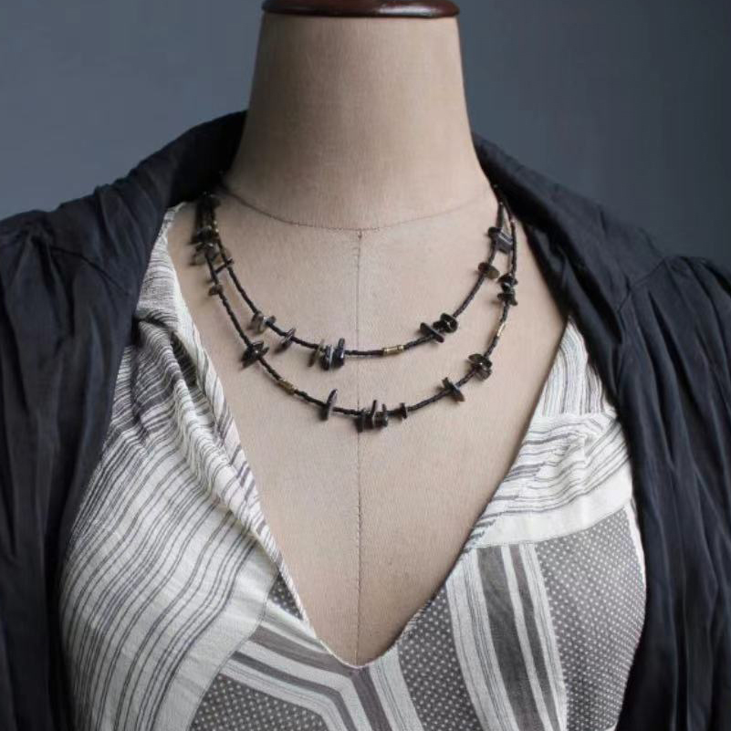 Handmade Black Shell Double Layer Necklace