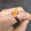 Handmade Caulis Spatholobi Shiba Inu Open Ring