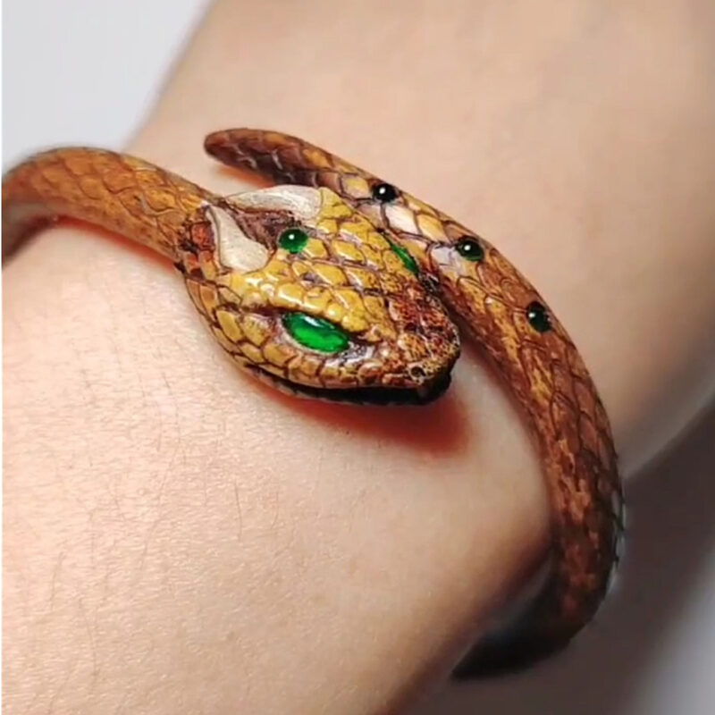 Handmade Custom Caulis Spatholobi Snake Bracelet Ring