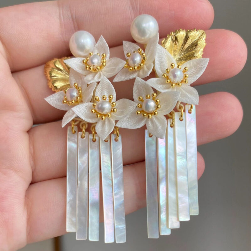 Handmade Floral Bridal Earrings