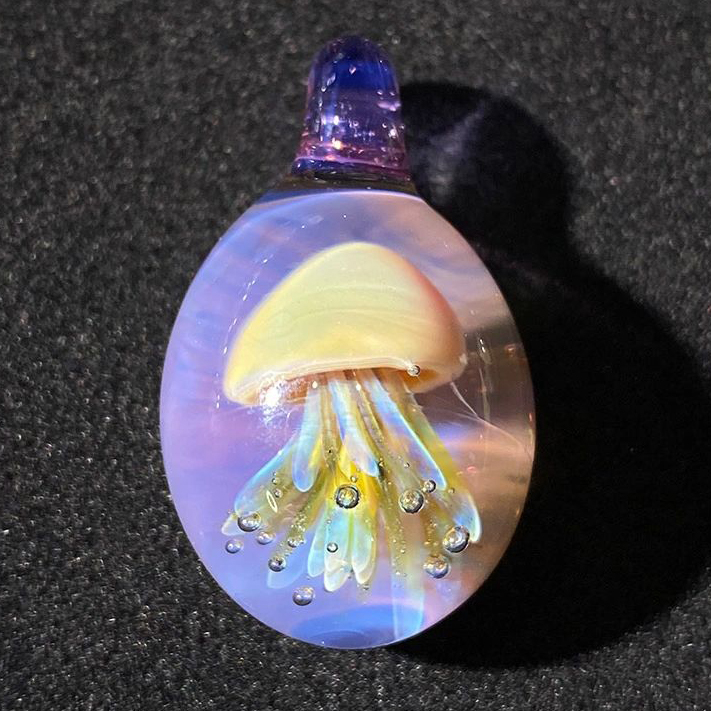 Handmade Glazed Jellyfish Pendant