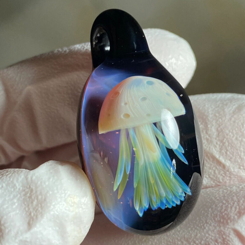 Handmade Glazed Jellyfish Pendant