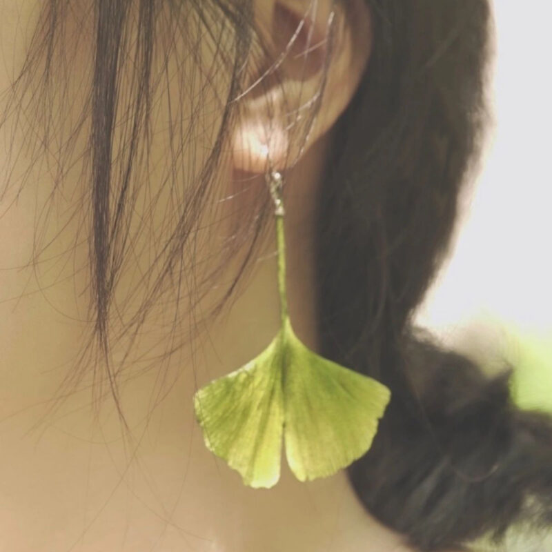 Handmade Leather Ginkgo Leaf Earrings