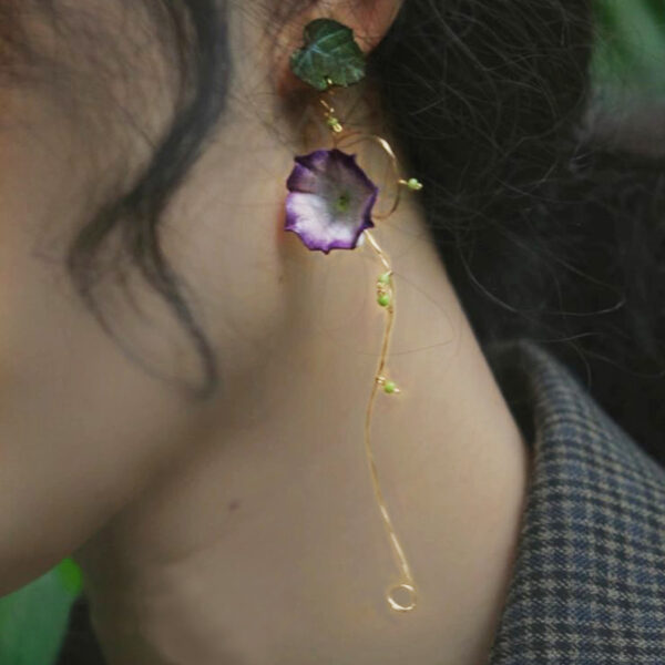 Handmade Leather Morning Glory Earrings