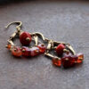 Handmade Red Bean Ruby Earrings