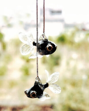 Handmade Resin Goldfish Threader Earrings