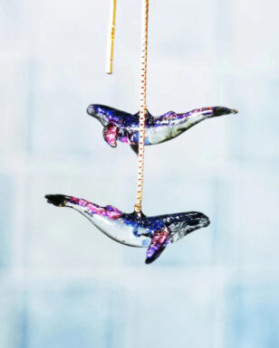 Handmade Resin Whale Threader Earrings