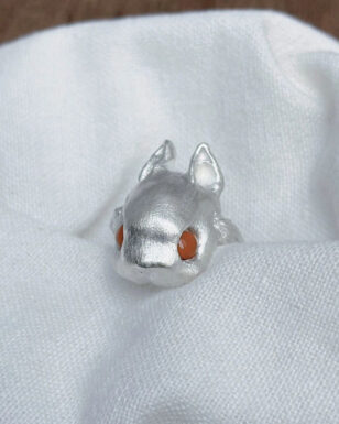 Handmade S925 Silver Rabbit Mask Open Ring
