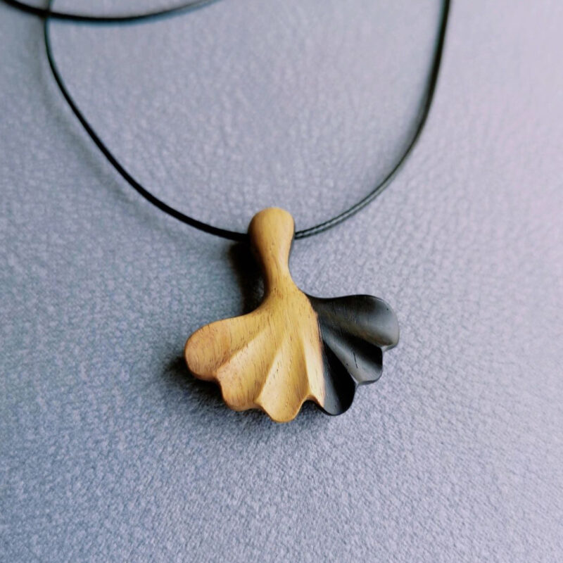 Handmade Sandalwood Ginkgo Leaf Necklace
