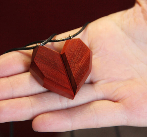 Handmade Sandalwood Heart Shaped Couple Necklace
