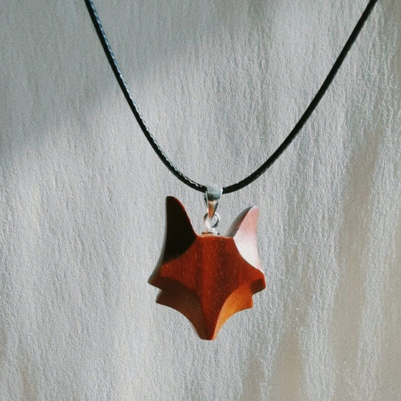 Handmade Sandalwood Little Fox Necklace