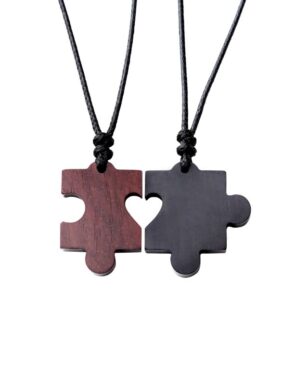 Handmade Sandalwood Puzzle Couple Necklace