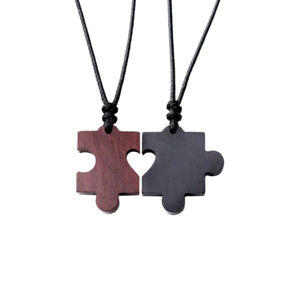 Handmade Sandalwood Puzzle Couple Necklace
