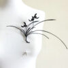 Handmade Silk Thread Black Orchid Brooch