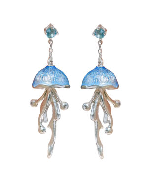Jellyfish Enamel 999 Silver Earrings