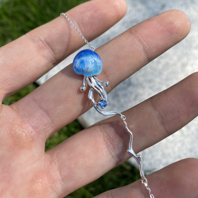 Jellyfish Enamel 999 Silver Necklace