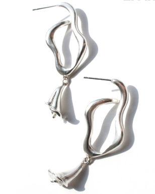 S925 Silver Calla Lily Irregular Hoop Earrings