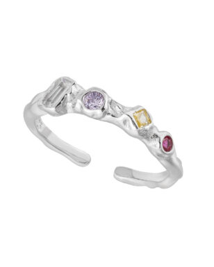 S925 Silver Colored Zircon Open Ring