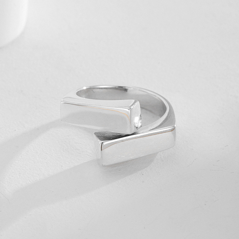 S925 Silver Cross Geometric Open Ring