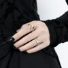 S925 Silver Cross Hollow Texture Open Ring
