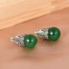 S925 Silver Crown Green Agate Earrings