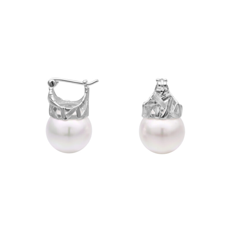 S925 Silver Crown Imitation Pearl Earrings