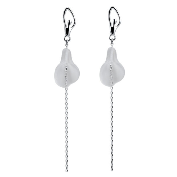 S925 Silver Crystal Calla Lily Ballet Dress Long Tassel Earrings