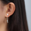 S925 Silver Cute Cloud Bear Mismatched Earrings