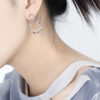 S925 Silver Double Ring Hollow Inlaid Zircon Earrings