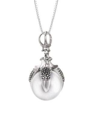 S925 Silver Dragon Claw Crystal Ball Pendant