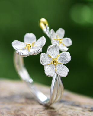 S925 Silver Forget-me-not Flower Open Ring