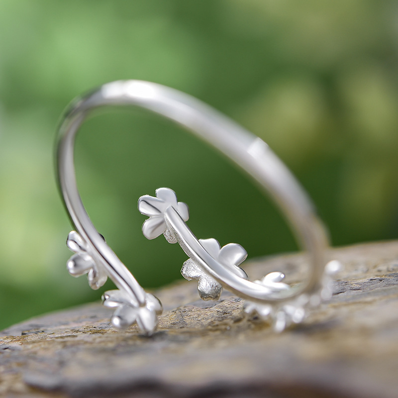 S925 Silver Forget-me-not Flower Open Ring
