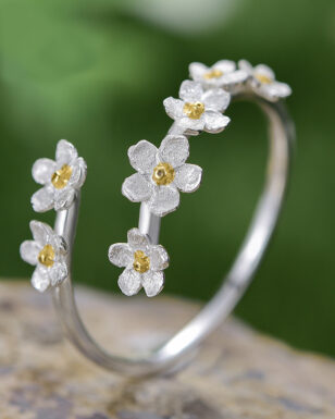 S925 Silver Forget-me-not Flower Open Ring
