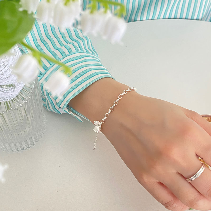 S925 Silver Frosted Lily of the Valley Bracelet